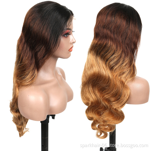10A 12A Grade 1B/4/27 Blonde Cuticle Aligned Brazilian Hair Lace Front Wig, Real Unprocessed Mink Human Virgin Hair Wigs Vendors